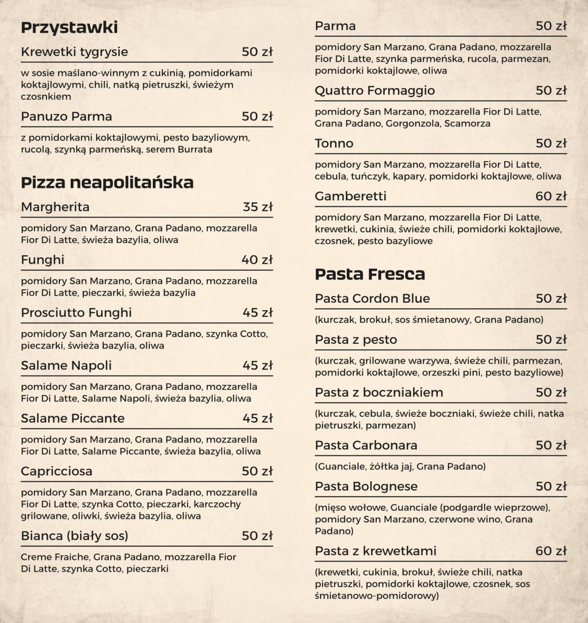 Menu Kuchnia Włoska 2